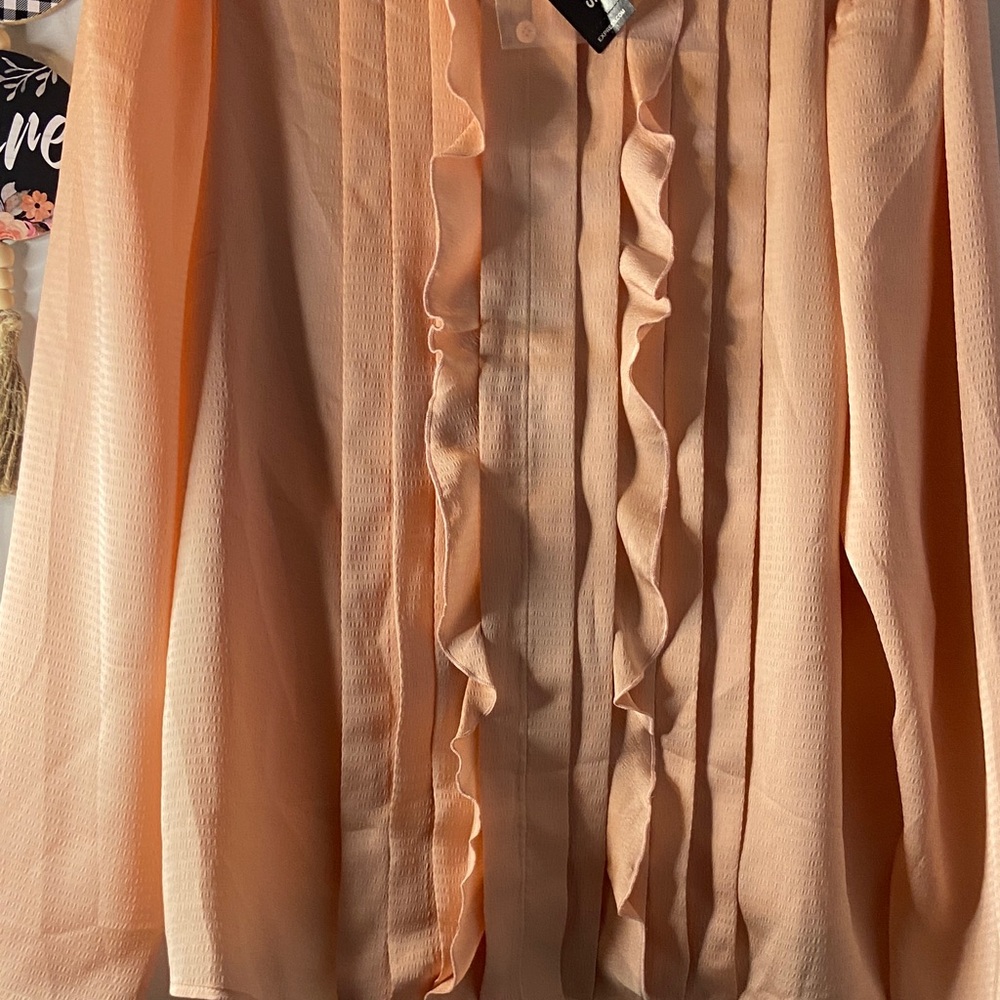 Express Peach Ruffle Blouse - Picture 2 of 6